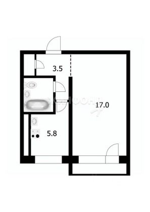 Продажа 1-комнатной квартиры 29,3 м², 1/9 этаж