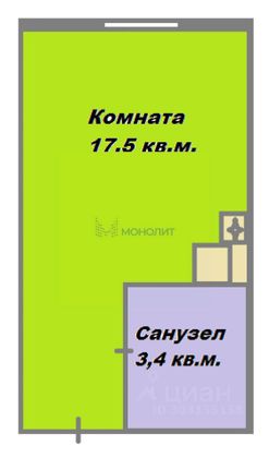 Продажа квартиры-студии 20,9 м², 4/14 этаж