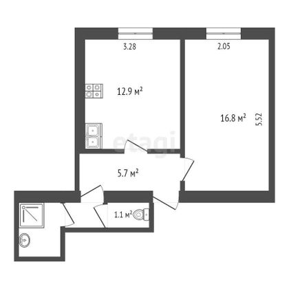 Продажа 1-комнатной квартиры 39 м², 2/5 этаж