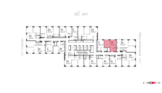 Продажа 1-комнатной квартиры 33,8 м², 20/52 этаж