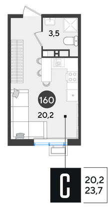 Продажа квартиры-студии 23,7 м², 17/18 этаж