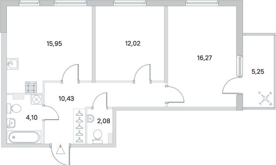 Продажа 2-комнатной квартиры 62,4 м², 1/4 этаж