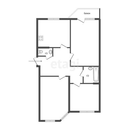 Продажа 3-комнатной квартиры 84,3 м², 12/13 этаж