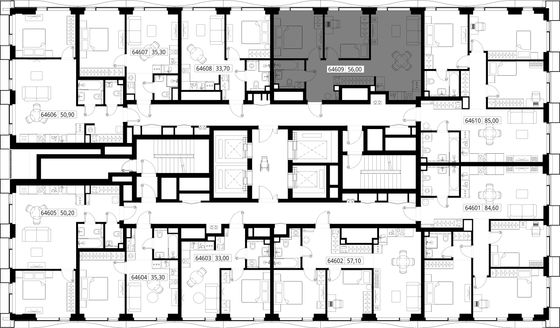 Продажа 2-комнатной квартиры 56 м², 46/48 этаж