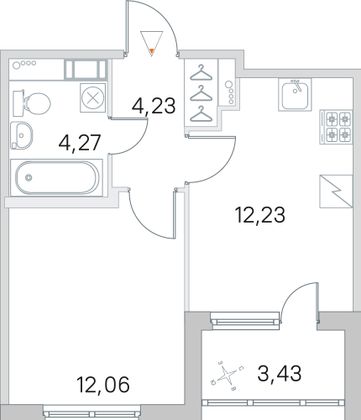 Продажа 1-комнатной квартиры 34,5 м², 5/5 этаж