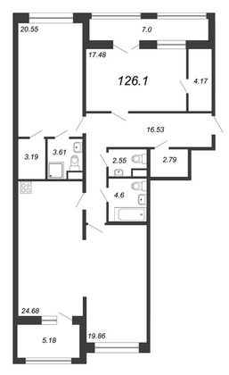 Продажа 4-комнатной квартиры 125,9 м², 4/8 этаж