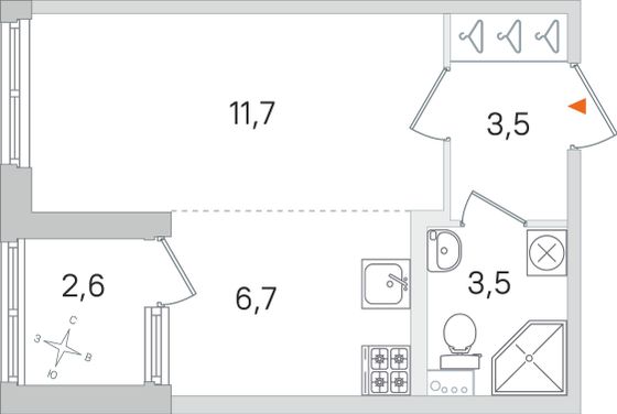 Продажа квартиры-студии 26,7 м², 1/4 этаж