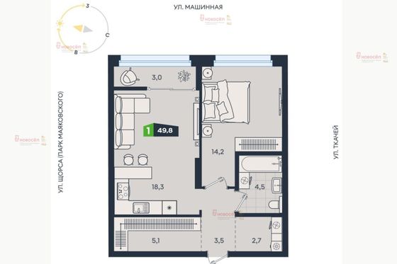 Продажа 1-комнатной квартиры 48,4 м², 3/30 этаж