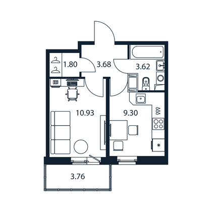 Продажа 1-комнатной квартиры 30,5 м², 12/12 этаж