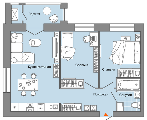 58 м², 3-комн. квартира, 6/6 этаж