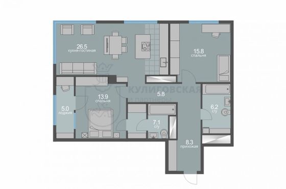 Продажа 3-комнатной квартиры 86,1 м², 27/28 этаж