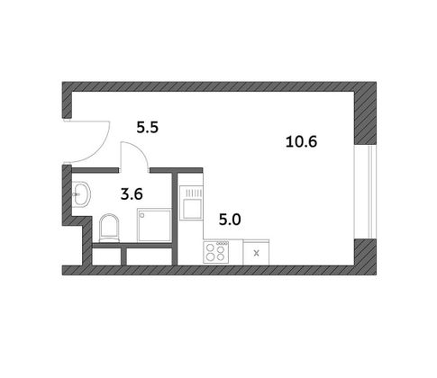 Продажа квартиры-студии 24,6 м², 5/19 этаж