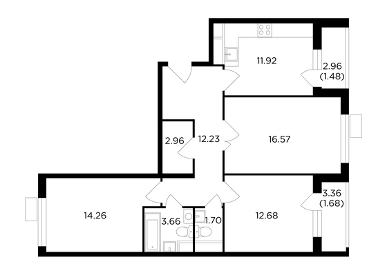 Продажа 3-комнатной квартиры 79,1 м², 9/9 этаж