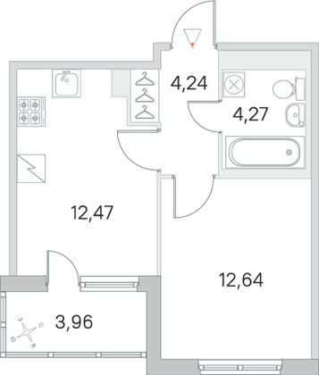 Продажа 1-комнатной квартиры 35,6 м², 3/5 этаж