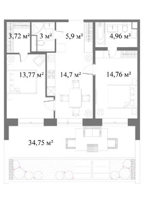 Аренда 2-комнатной квартиры 95,6 м², 1/5 этаж