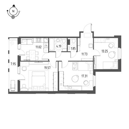 81,2 м², 3-комн. квартира, 6/10 этаж