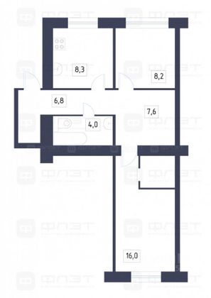 Продажа 2-комнатной квартиры 50,9 м², 2/5 этаж