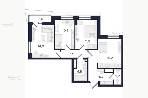 Продажа 3-комнатной квартиры 73 м², 6/29 этаж