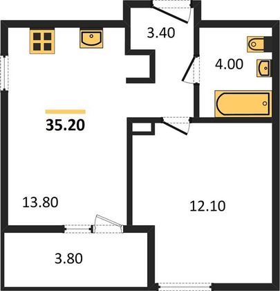 Продажа 1-комнатной квартиры 35,2 м², 18/24 этаж