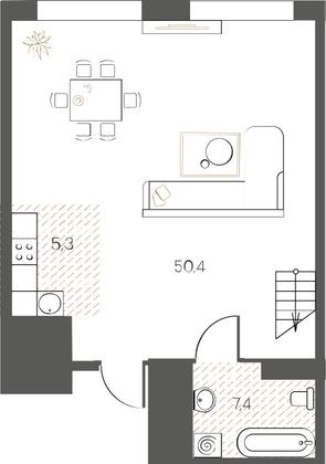 82,7 м², своб. планировка, 8/10 этаж