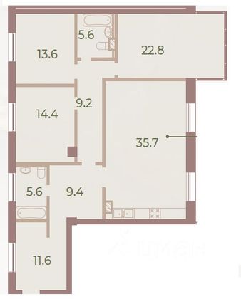 Продажа 3-комнатной квартиры 128 м², 3/9 этаж