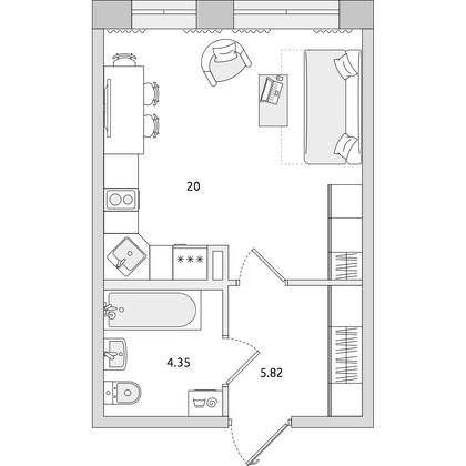 Продажа квартиры-студии 30,2 м², 2/4 этаж