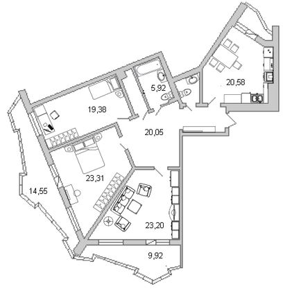 Продажа 3-комнатной квартиры 125,6 м², 9/23 этаж