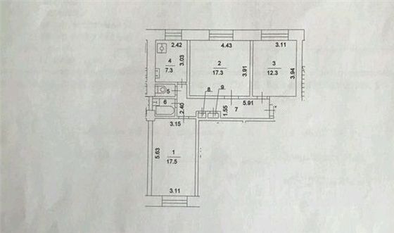 Продажа 3-комнатной квартиры 69 м², 1/8 этаж