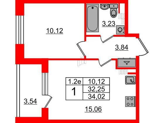 Продажа 1-комнатной квартиры 32,3 м², 4/5 этаж