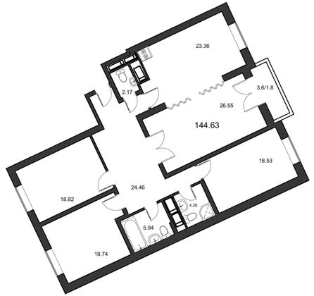 Продажа 4-комнатной квартиры 144,9 м², 21/24 этаж