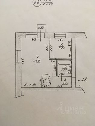 Продажа 1-комнатной квартиры 29,6 м², 4/4 этаж