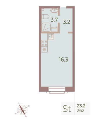 Продажа квартиры-студии 23,2 м², 8/9 этаж