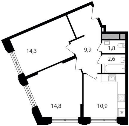 Продажа 2-комнатной квартиры 54,3 м², 3/9 этаж