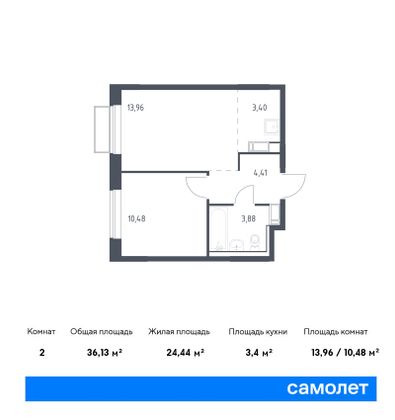 36,1 м², 1-комн. квартира, 14/17 этаж