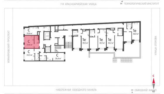 24,6 м², студия, 2/11 этаж