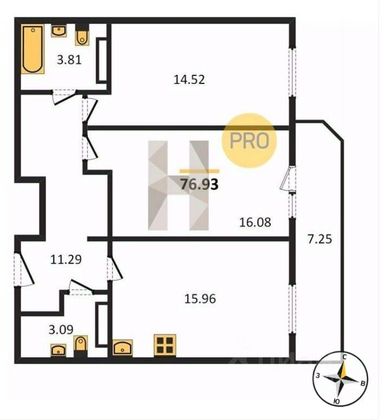 Продажа 2-комнатной квартиры 76,9 м², 16/21 этаж