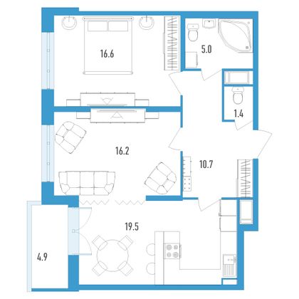 Продажа 2-комнатной квартиры 71,9 м², 6/18 этаж