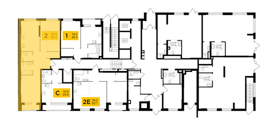 Продажа 2-комнатной квартиры 64,4 м², 1/22 этаж