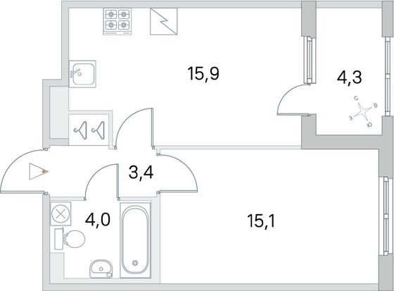 Продажа 1-комнатной квартиры 40,5 м², 2/5 этаж