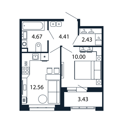 Продажа 1-комнатной квартиры 33,3 м², 1/13 этаж