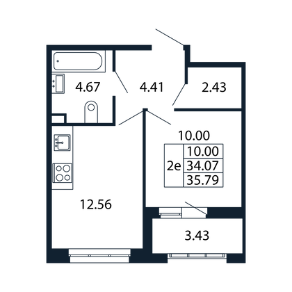 33,3 м², 1-комн. квартира, 1/13 этаж