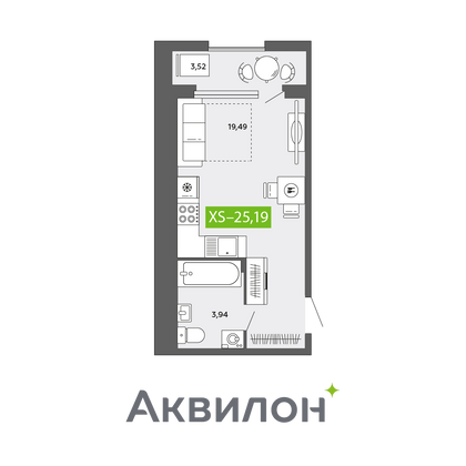 25,2 м², студия, 11/16 этаж