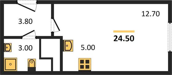 Продажа квартиры-студии 24,5 м², 23/25 этаж