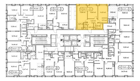 Продажа 2-комнатной квартиры 68,8 м², 9/13 этаж