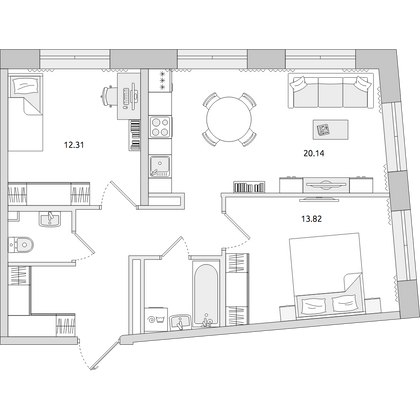 Продажа 2-комнатной квартиры 63 м², 3/4 этаж