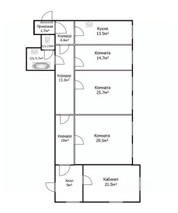 Продажа 4-комнатной квартиры 150 м², 2/3 этаж