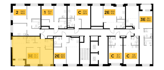 Продажа 3-комнатной квартиры 58,4 м², 13/20 этаж