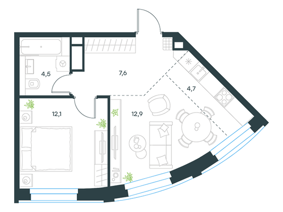 Продажа 2-комнатной квартиры 41,8 м², 24/26 этаж