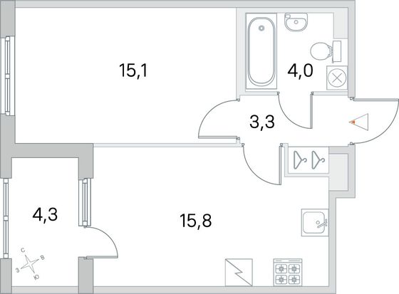 Продажа 1-комнатной квартиры 40,3 м², 3/5 этаж