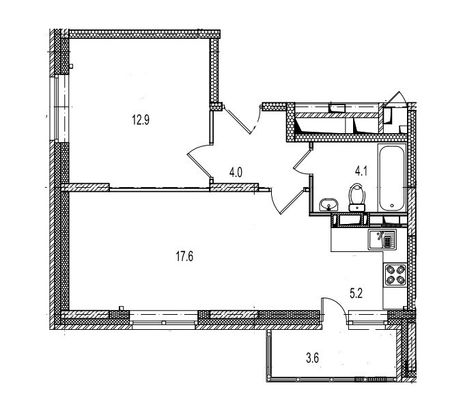 Продажа 2-комнатной квартиры 47,5 м², 5/17 этаж